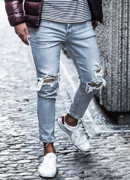 New Ripped Skinny Jeans Men's Streetwear