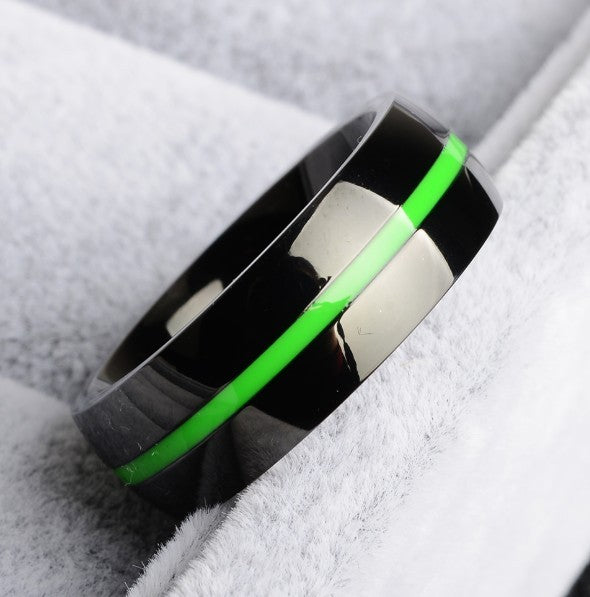 Men's Stainless Steel Thin Colour Line Ring - Choice Of Colours