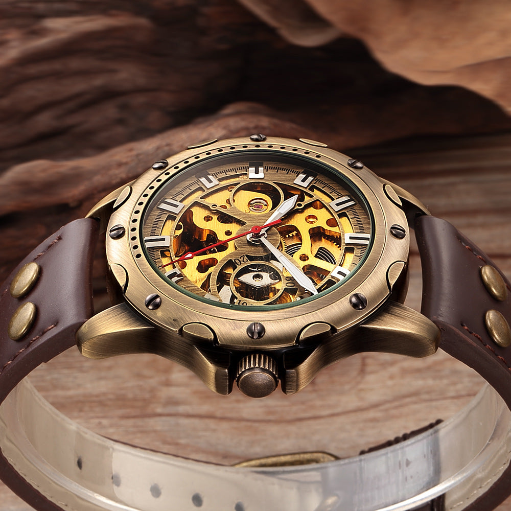 Men's Skeleton Steampunk Style Automatic Mechanical Watch