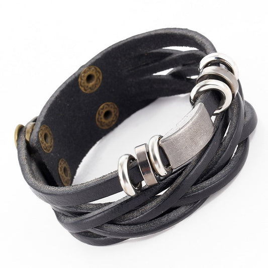 Unisex bracelets bangles multilayer braided wristband