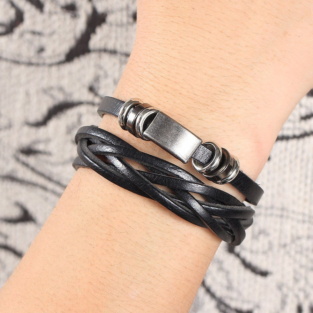 Unisex bracelets bangles multilayer braided wristband