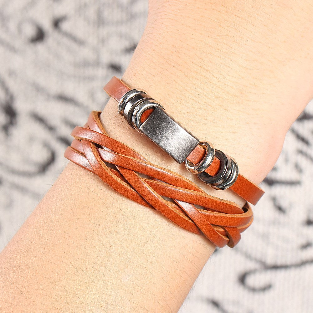 Unisex bracelets bangles multilayer braided wristband