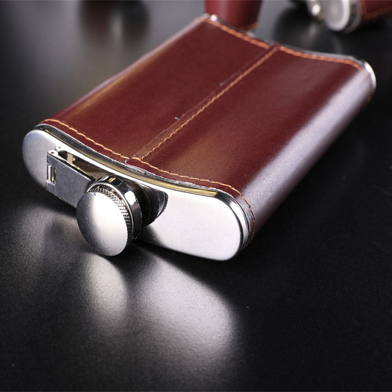 9oz stainless steel hip flask fuchsia set