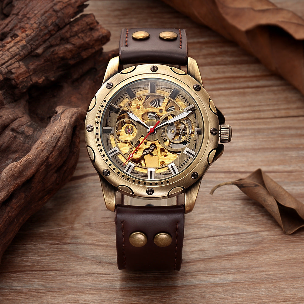 Men's Skeleton Steampunk Style Automatic Mechanical Watch