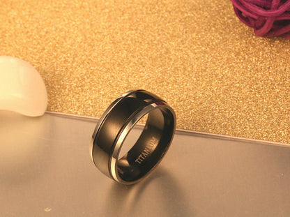 Designer Black Titanium Steel Ring