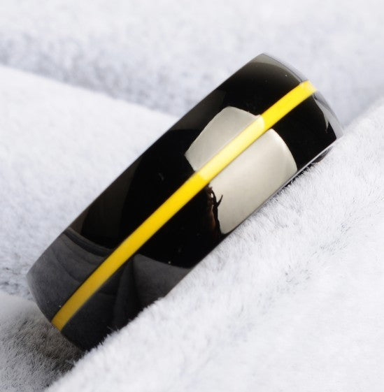 Men's Stainless Steel Thin Colour Line Ring - Choice Of Colours