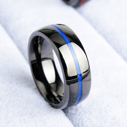 Men's Stainless Steel Thin Colour Line Ring - Choice Of Colours