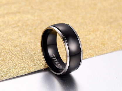 Designer Black Titanium Steel Ring