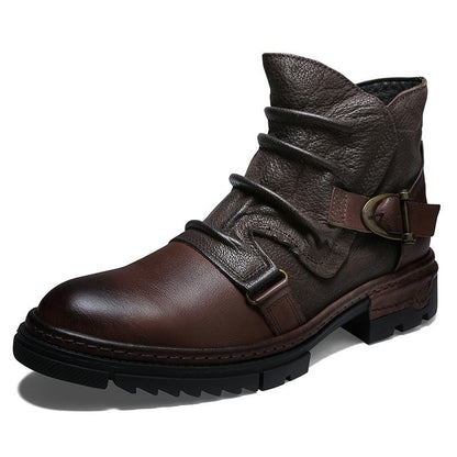 Retro Wrinkle Genuine Leather Mens Boots