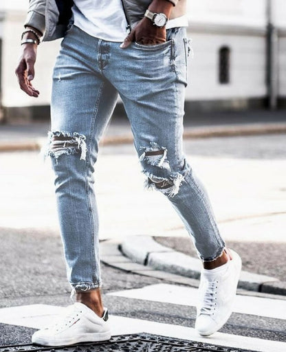 New Ripped Skinny Jeans Men's Streetwear