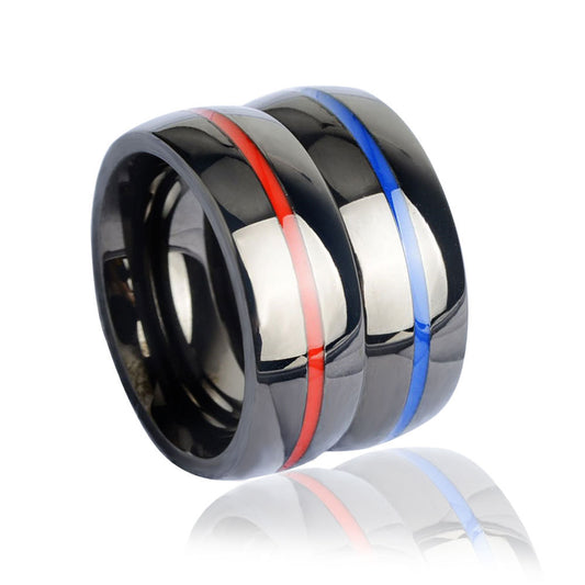 Men's Stainless Steel Thin Colour Line Ring - Choice Of Colours