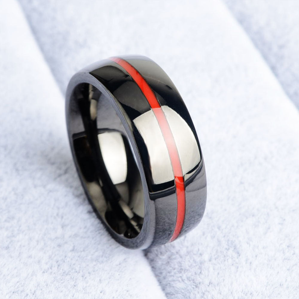 Men's Stainless Steel Thin Colour Line Ring - Choice Of Colours