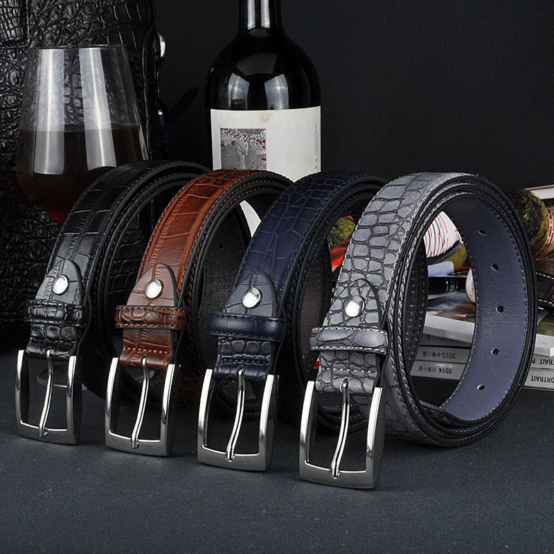 Men's Casual Pattern Faux Leather Pin Buckle Belt