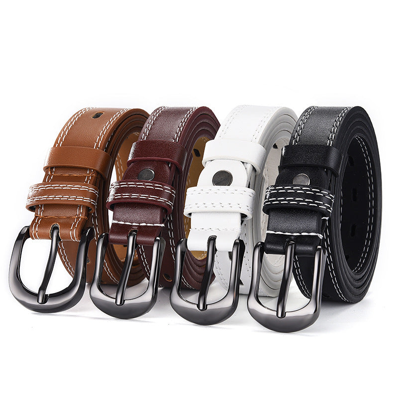 Two-line Men's And Women's Faux Leather Belts