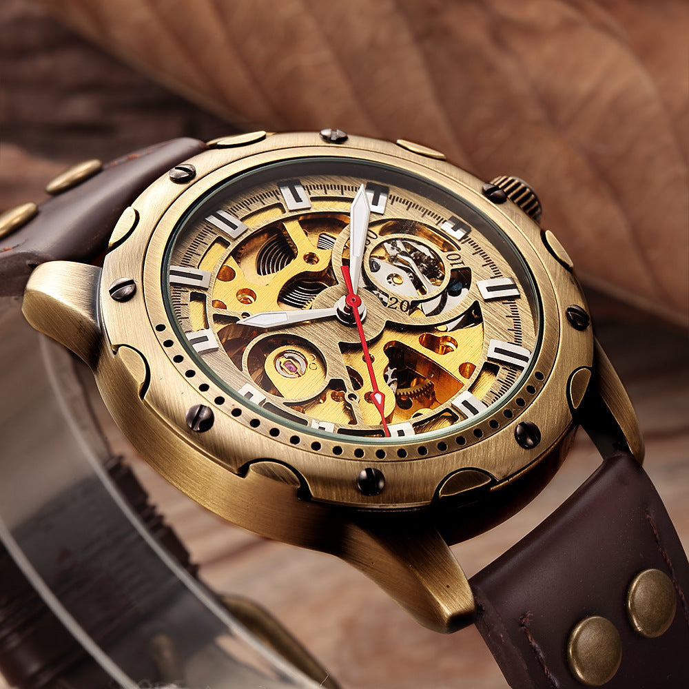 Men's Skeleton Steampunk Style Automatic Mechanical Watch