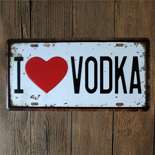 I Love Vodka/Beer/Whiskey Pub Signs Wall Decorative Plates Vintage Plaque