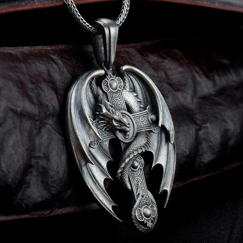 Crucifix  Dragon Men's Retro Necklace