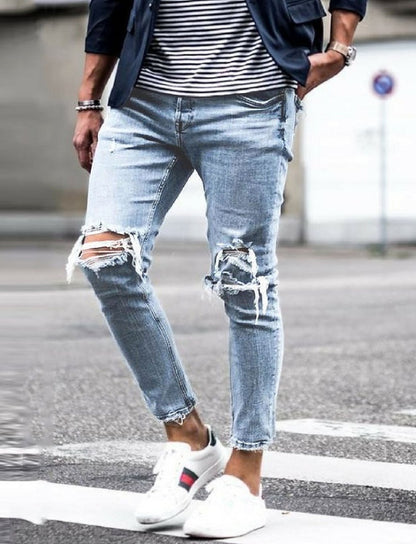 New Ripped Skinny Jeans Men's Streetwear