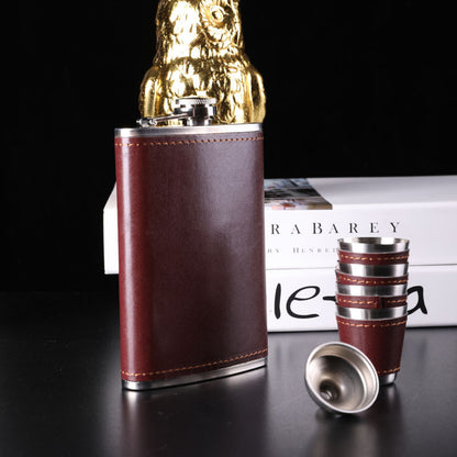 9oz stainless steel hip flask fuchsia set