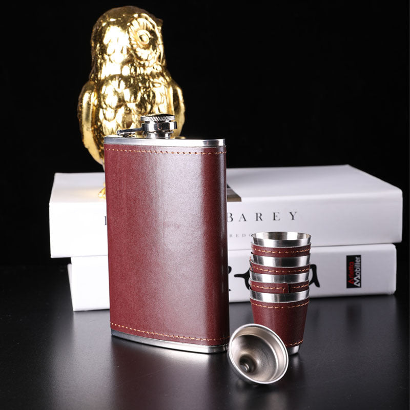 9oz stainless steel hip flask fuchsia set