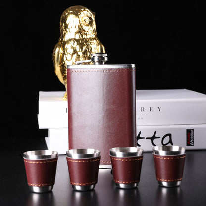 9oz stainless steel hip flask fuchsia set