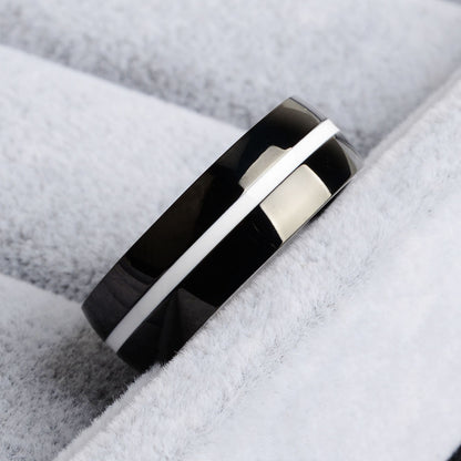 Men's Stainless Steel Thin Colour Line Ring - Choice Of Colours