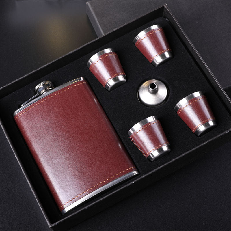 9oz stainless steel hip flask fuchsia set