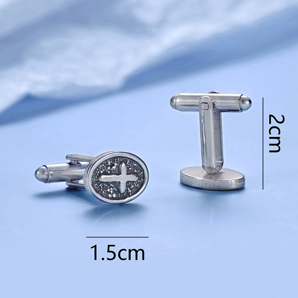 Men's Designer Oval Cross Cufflinks