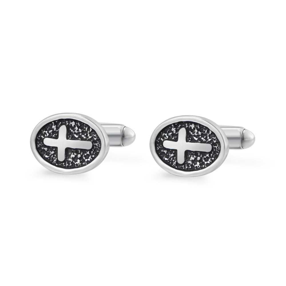 Men's Designer Oval Cross Cufflinks