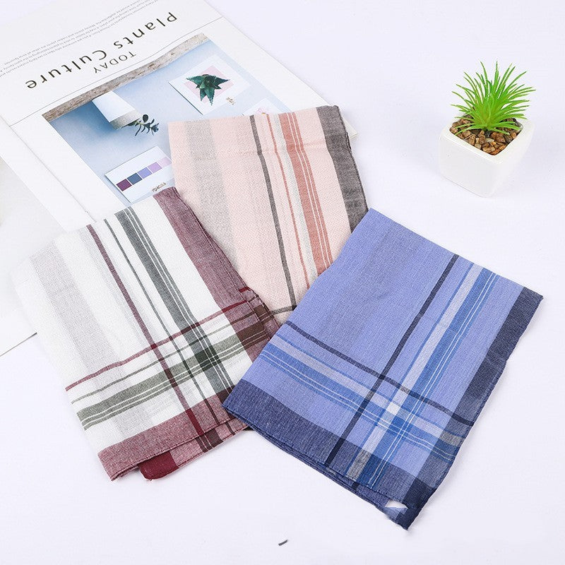 Men's Polyester Cotton Classic Plaid Handkerchief