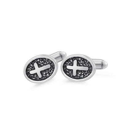 Men's Designer Oval Cross Cufflinks