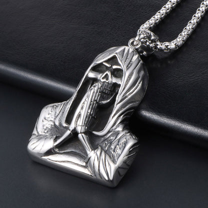 Mens Fashion Simple Skull Pendant Necklace