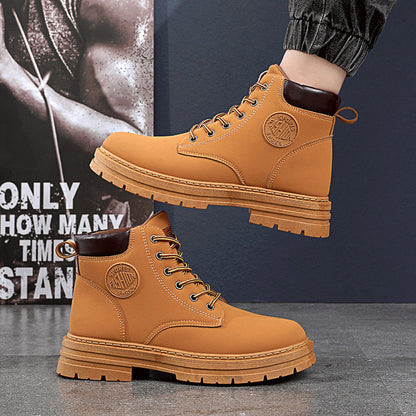 Men's Winter Boots Chunky Mid Heel Ankle Walking Boots