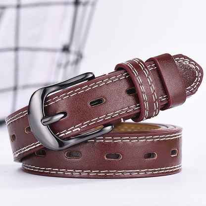 Two-line Men's And Women's Faux Leather Belts