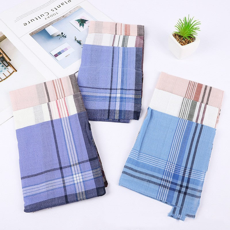 Men's Polyester Cotton Classic Plaid Handkerchief